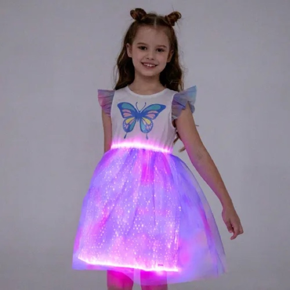 NWT Go-Glow Illuminating Butterfly Dress With Light Up Skirt